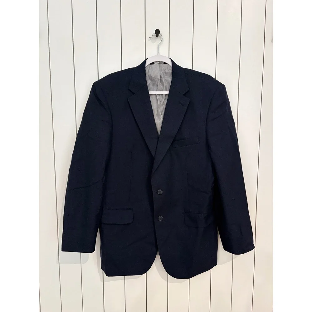 Jos. A. Bank Preppy Blazer Men 41 RG NAVY Linen Wool Two Button Office Classic